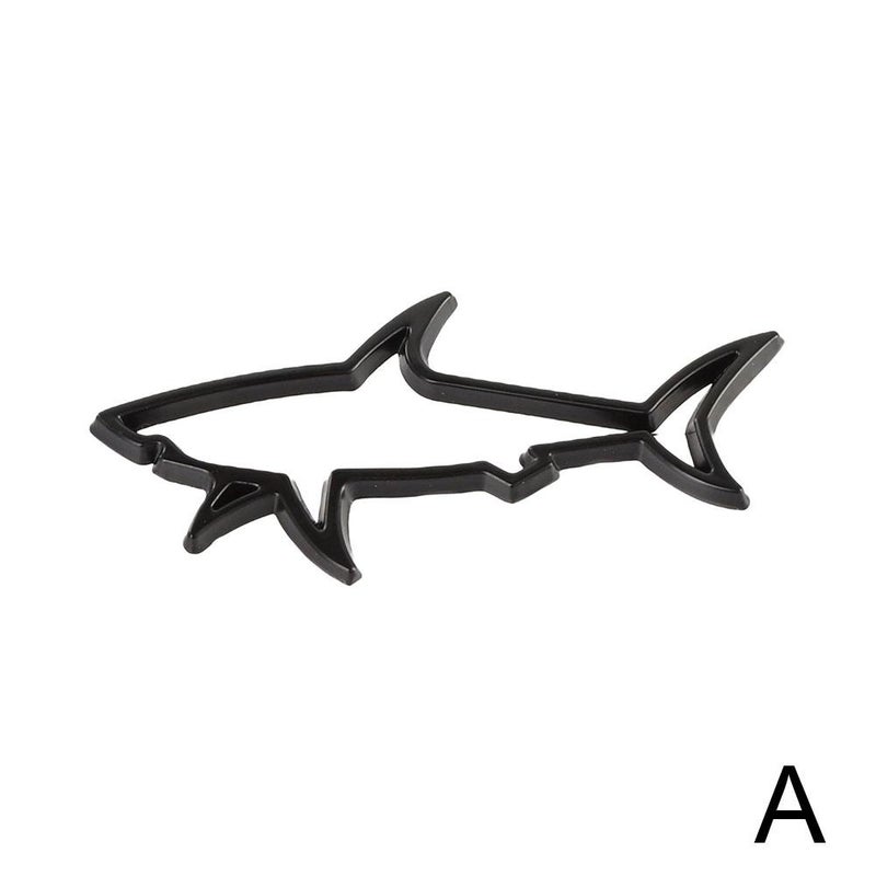 Car emblem Shark Outline Metal 3D Black Rear Motorcycle badge sticker New